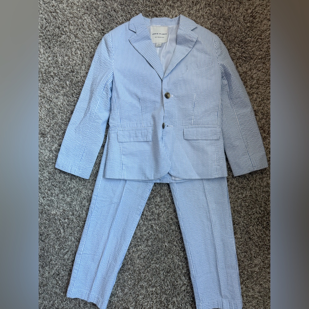 Janie and Jack Light Blue Striped Blazer and Pants Set